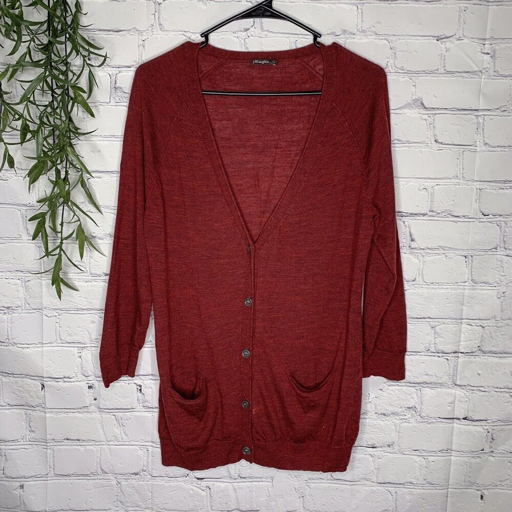 J Mclaughlin 100% Merino Wool 5 Button Cardigan Sweater Size Large